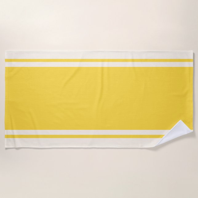 Coastal Stripe Beach Towel - Yellow & Cream (Front)