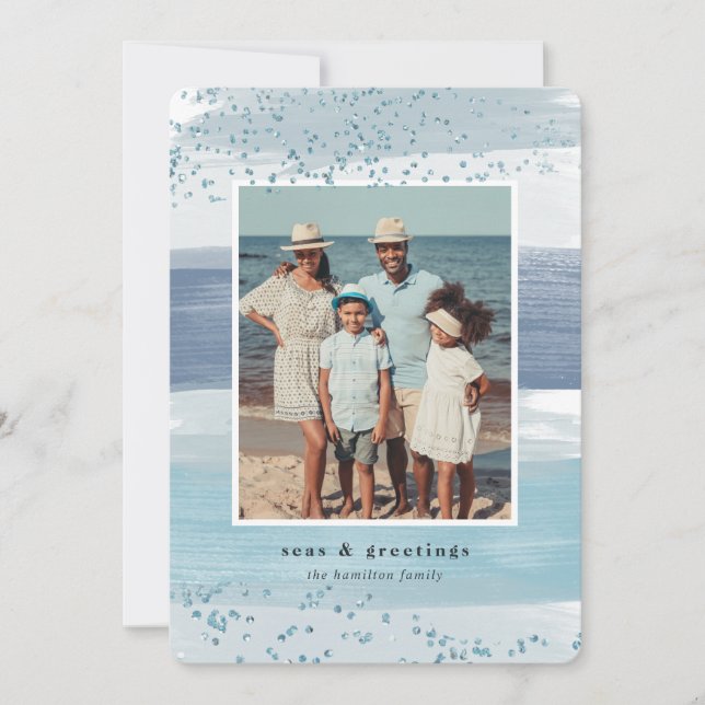 Coastal Stripe | Holiday Photo Card (Front)
