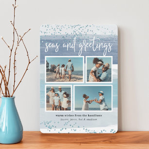 Coastal Stripe Holiday Photo Collage Card