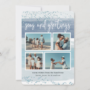 Coastal Stripe   Holiday Photo Collage Card