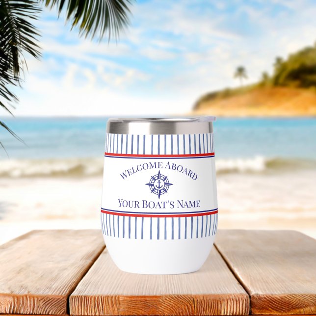 Coastal Stripe Monogram Boat Name Design (Beach)