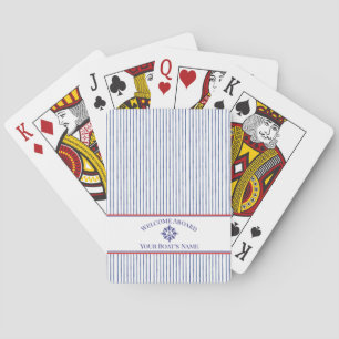 Coastal Stripe Monogram Boat Name Design Playing Cards
