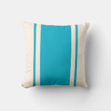 Coastal Stripe Throw Pillow – Turquoise & Cream