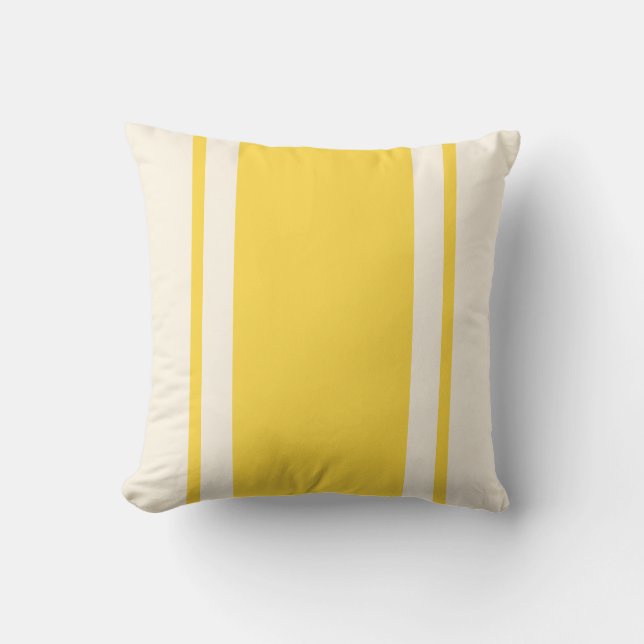 Coastal Stripe Throw Pillow – Yellow & Cream (Front)