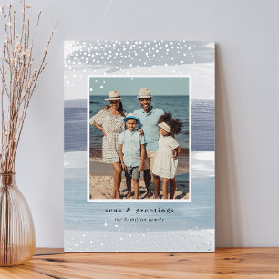 Coastal Stripe   Vertical Photo Christmas Foil Holiday Card