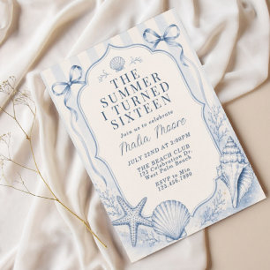 Coastal Summer Birthday Blue Beach Seashell
