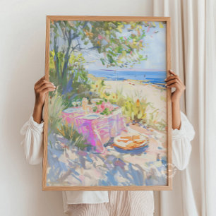 Coastal Summer Picnic Painting Print