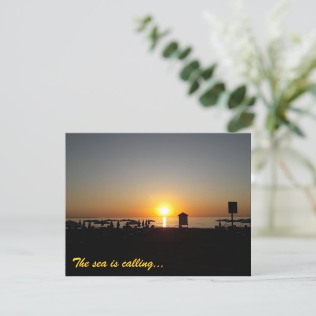 Coastal Summer Sunset Silhouette Announcement (Standing Front)
