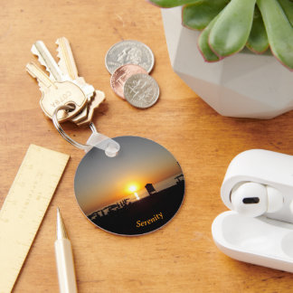 Coastal Summer Sunset Silhouette Key Ring