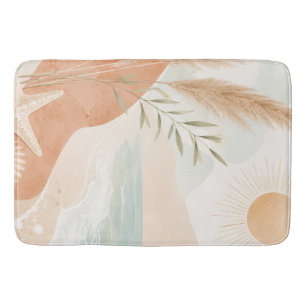Coastal Sunlit Serenity Boho Beach Bath Mat