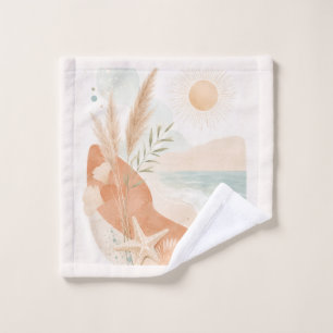 Coastal Sunlit Serenity Boho Beach Bath Towel Set
