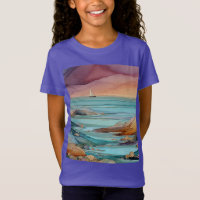 Coastal Sunset Serenity – Watercolor Ocean Seascap