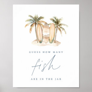 Coastal Surf Baby Shower Fish Guessing Game Sign