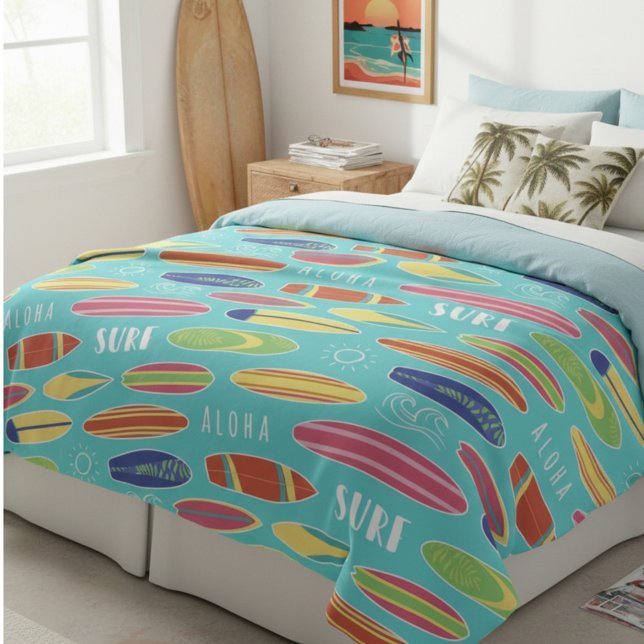 Coastal Surf Theme Beach Lover Fleece Blanket (Creator Uploaded)