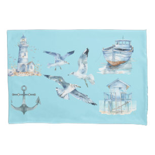Coastal symphony in pastel blue pillowcase