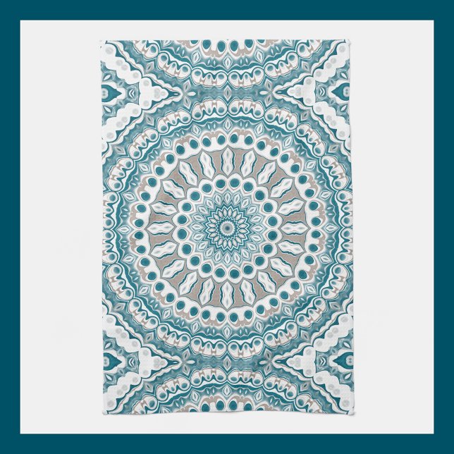 Coastal Teal and Sand Ocean-Inspired Mandala Tea Towel (Creator Uploaded)