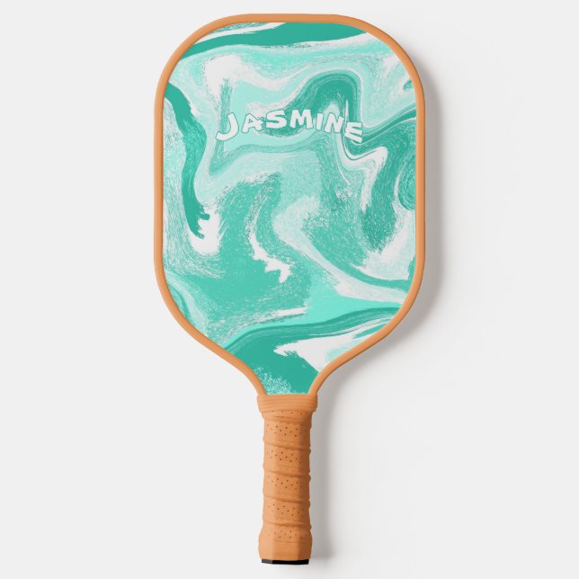 Coastal Teal and White Pickleball Paddle (Back)