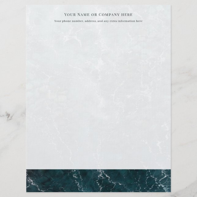 Coastal Teal Ocean Shore Personalized  Custom Letterhead (Front)