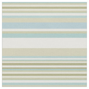 Coastal Teal, Sand & Khaki Horizontal Stripes Fabric