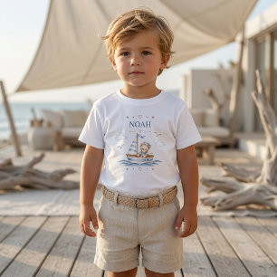 Coastal Teddy Bear Nautical Birthday  Toddler T-Shirt