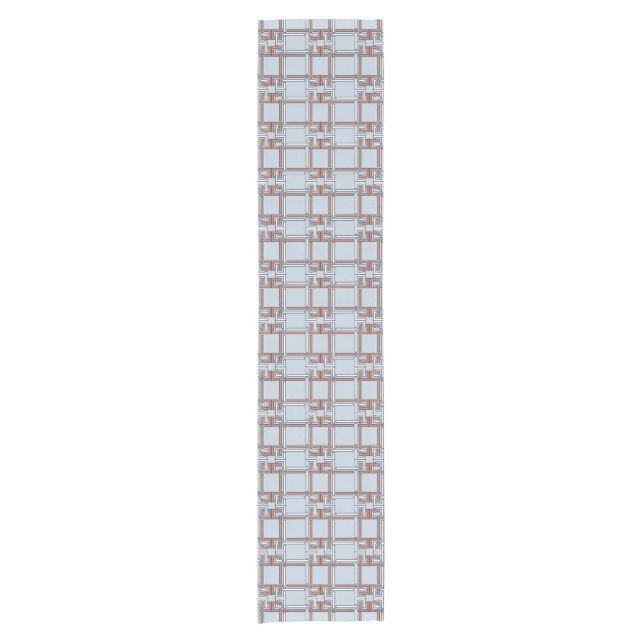 Coastal Terracotta Sky Blue Pattern Short Table Runner (Front)