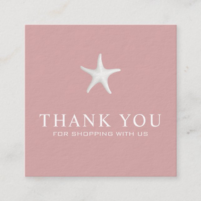 Coastal Thank You Card – Pink & Starfish Design (Front)