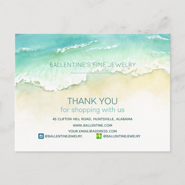 Coastal Thank You for Shopping at our Business Postcard (Front)