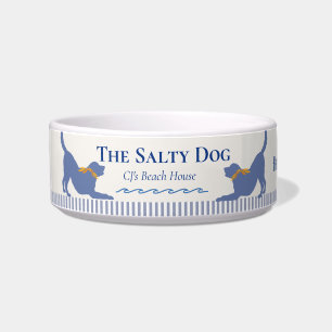 Coastal "The Salty Dog" Beach House Dog Bowl