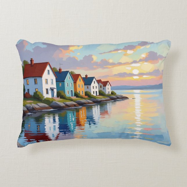 Coastal Themed | Beach Homes on the Bay   Decorative Cushion (Front)