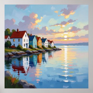 Coastal Themed   Beach Homes on the Bay   Poster