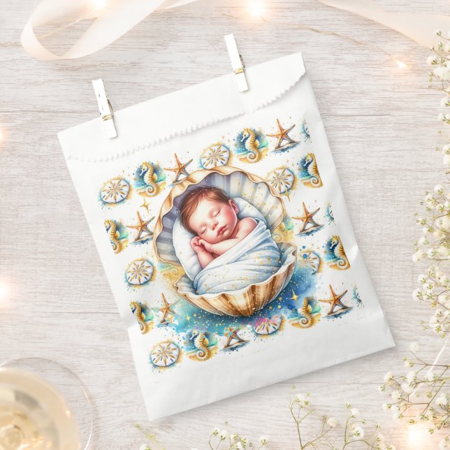 Coastal Themed Beachy Boy's Baby Shower Favour Bags (Clipped)