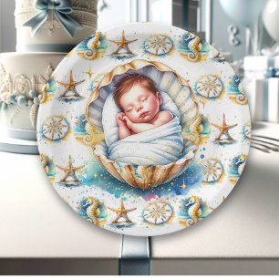 Coastal Themed Beachy Boy's Baby Shower Paper Plate