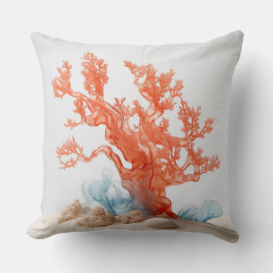 Coastal Themed Coral Throw PIllow