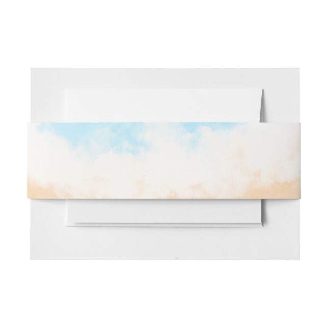 Coastal Themed Wedding Blue and Sandy Brown Invitation Belly Band (Front Example)