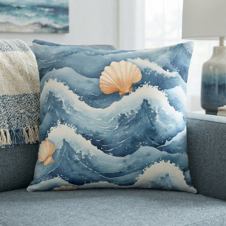Coastal Tides Sea-fan Shells Watercolor Foam Beach Cushion