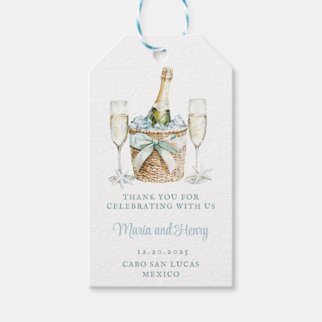 Coastal Toast | Beach Wedding Gift Tags (Front)