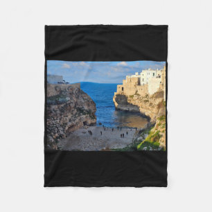 Coastal Town Monopoli Sticker Fleece Blanket