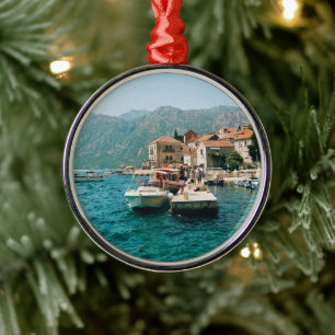 Coastal town of Perast, Montenegro Metal Tree Decoration
