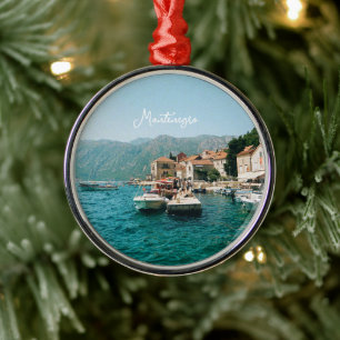 Coastal town of Perast, Montenegro Metal Tree Decoration