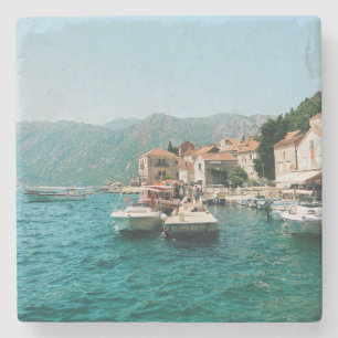 Coastal town of Perast, Montenegro Stone Coaster