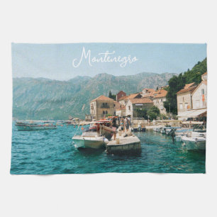 Coastal town of Perast, Montenegro Tea Towel