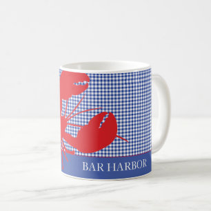 Coastal Town Red Lobster Blue White Custom Text Coffee Mug
