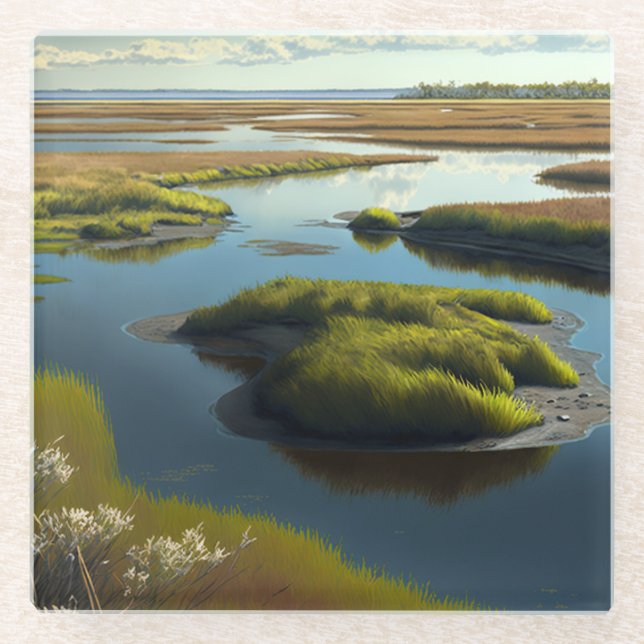 Coastal Tranquility Glass Coaster (Front)