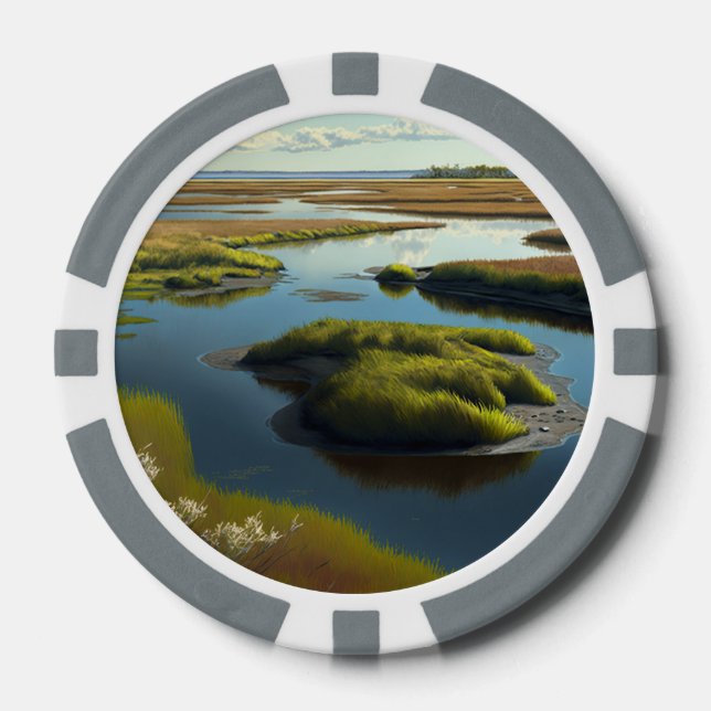 Coastal Tranquility Poker Chips (Front)