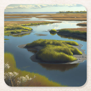 Coastal Tranquility Square Paper Coaster