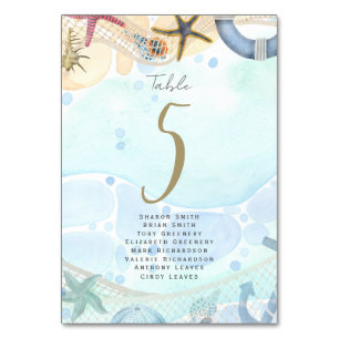 Coastal Tropical Beach Destination Wedding Table Number