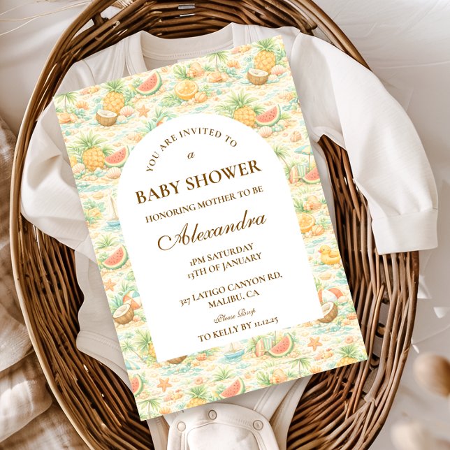 Coastal Tropical Fruits Baby Shower Invitation (Creator Uploaded)