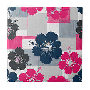 Coastal Tropical Hibiscus Pattern (13) Tile