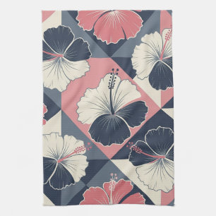 Coastal Tropical Hibiscus Pattern (3) Tea Towel