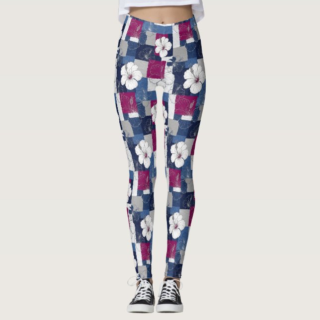 Coastal Tropical Hibiscus Pattern (5) Leggings (Front)